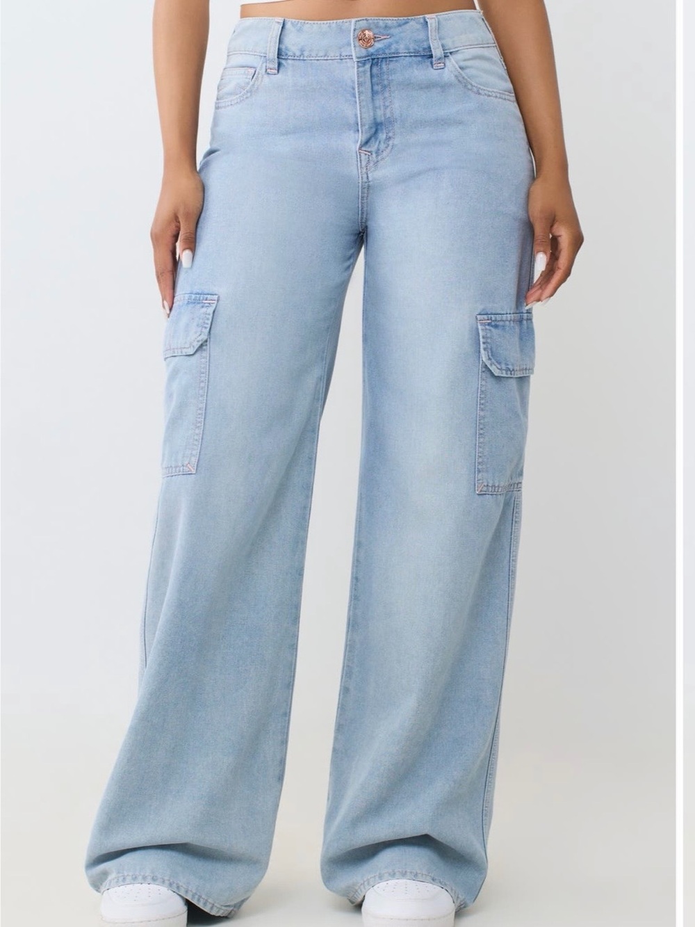 True Religion Bobbi Mid Rise Baggy Cargo Jeans size 26